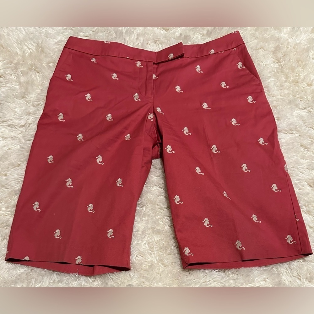 Talbots Women’s Size 8 Stylish Red With Seahorses Shorts EUC